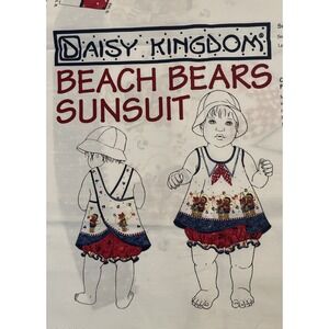Daisy Kingdom BEACH BEARS SUNSUIT Cut & Sew‎ pre-printed Cotton SUNDRESS PANTIES